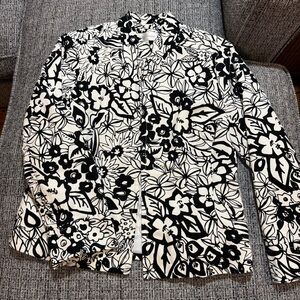 Elegant Black and White Floral Jacket
